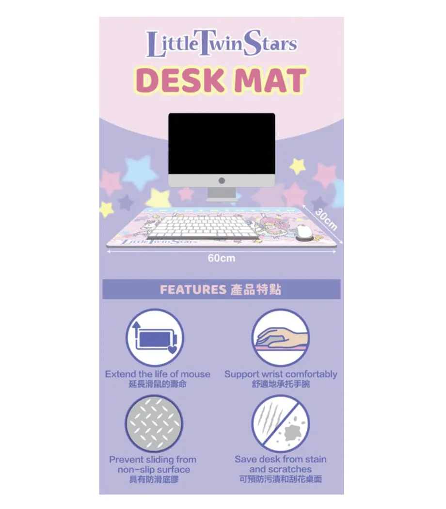 Sanrio Character Lightweight Desk Mat, Hello Kitty, Kuromi, Little Twin Stars