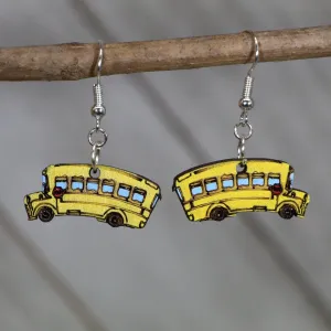 School Bus Wooden Dangle Earrings by Cate's Concepts, LLC