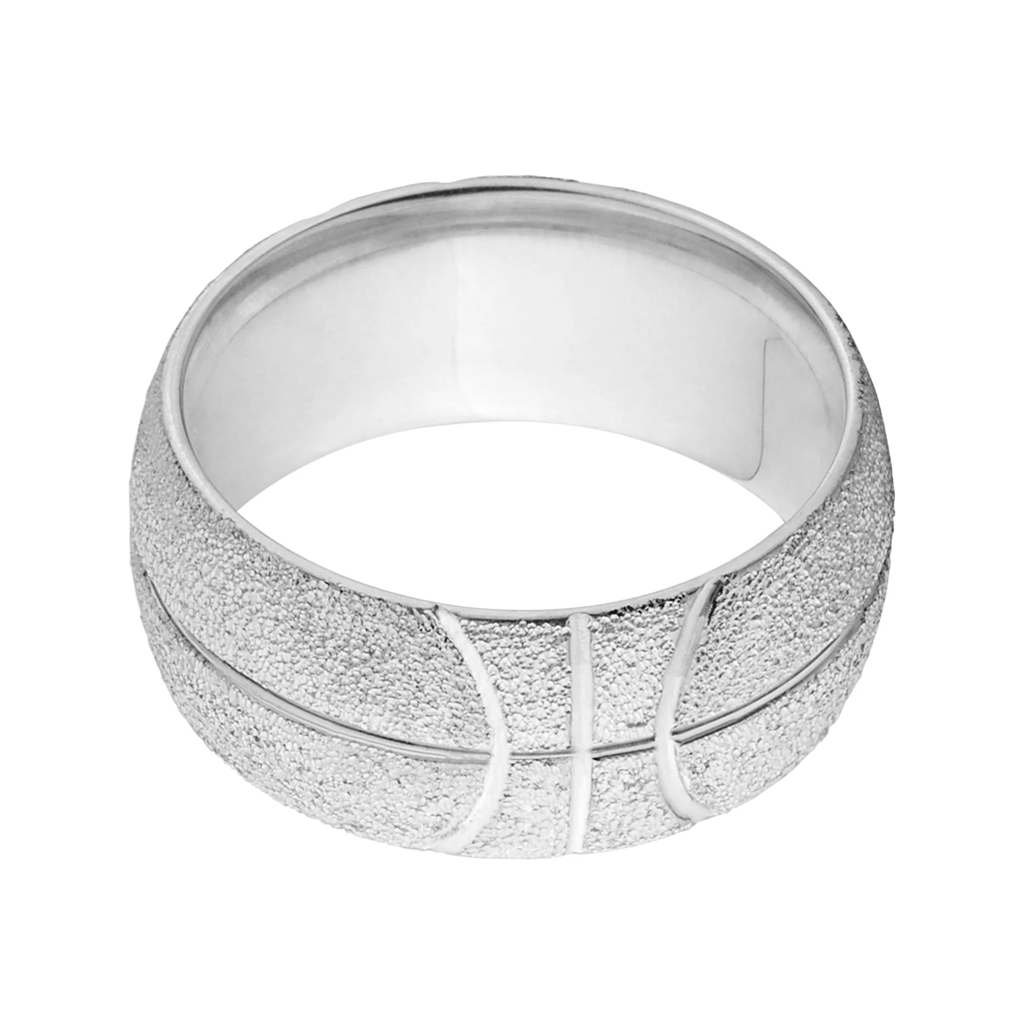 Silver Basketball Ring - Men's Wedding Band