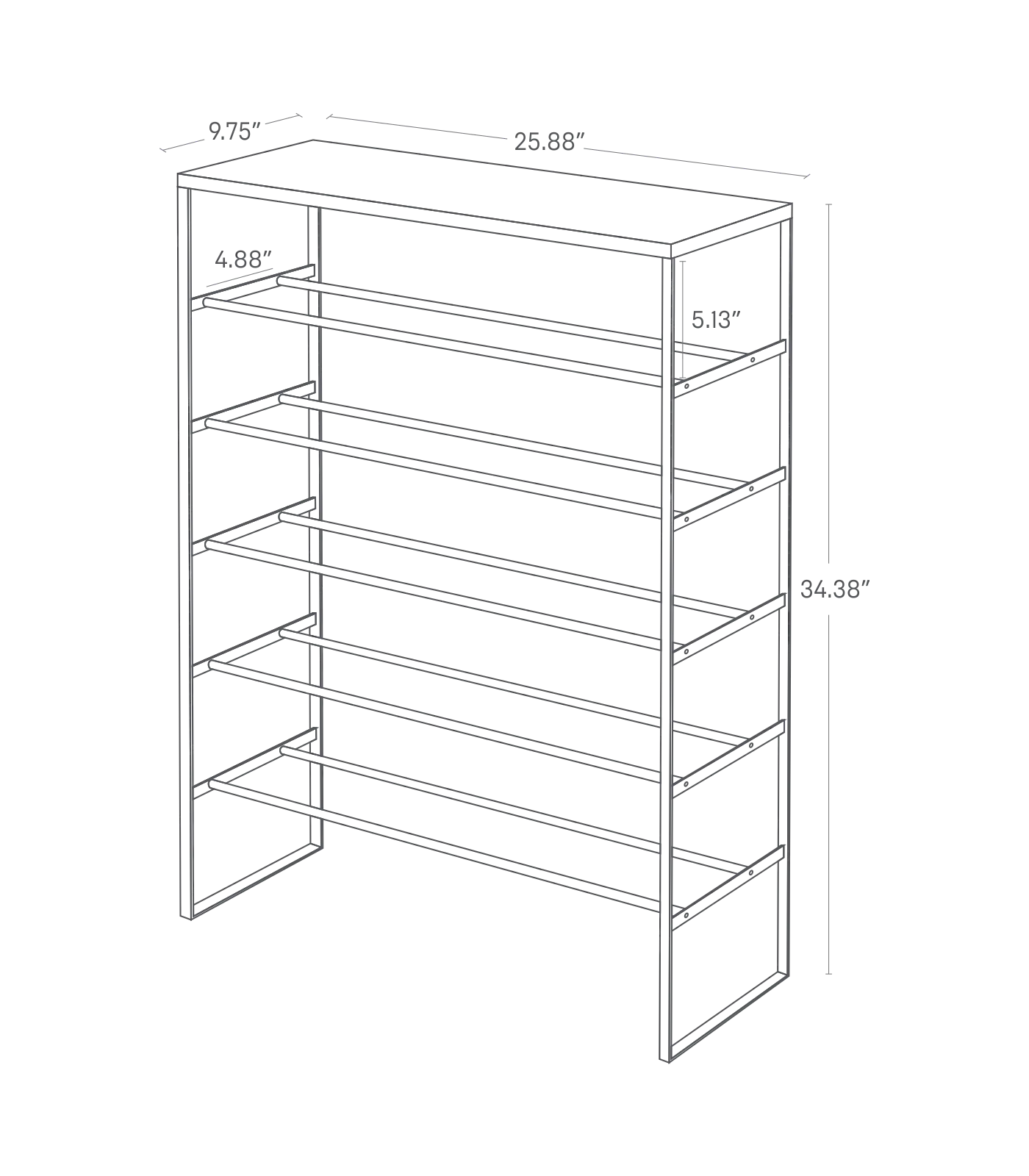 Six-Tier Shoe Rack (34" H)  - Steel