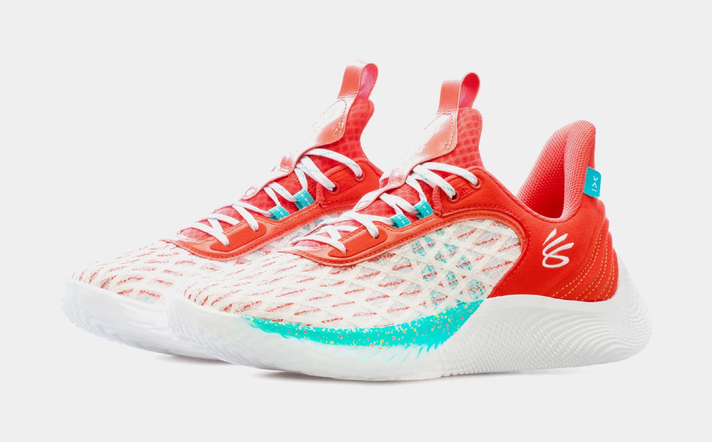 SP x Under Armour Curry Flow 9 Eat. Learn. Play. Mens Basketball Shoes (White/Red) Free Shipping