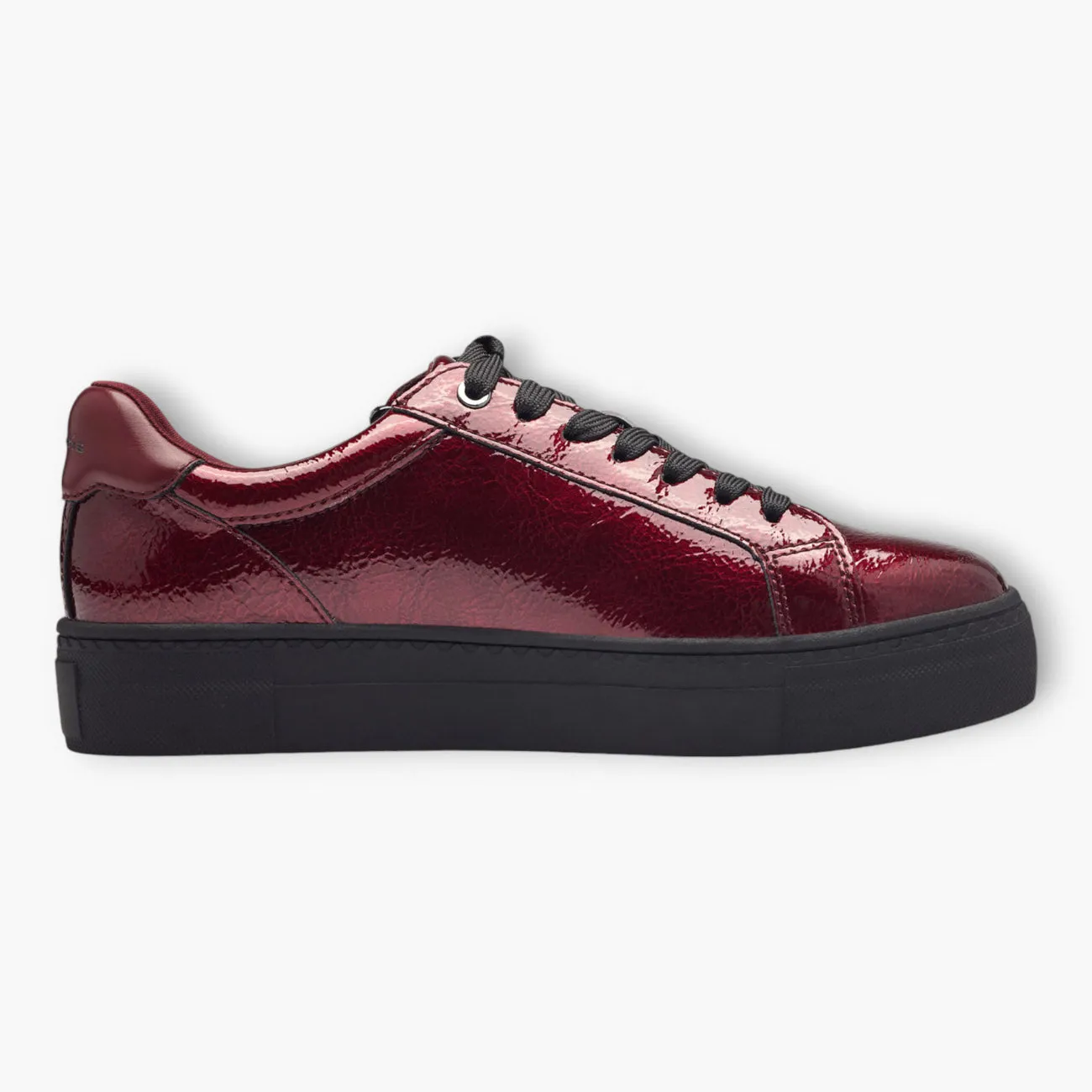 Tamaris Bordeaux Trainer-Style Shoes with Black Side Sole and Zip