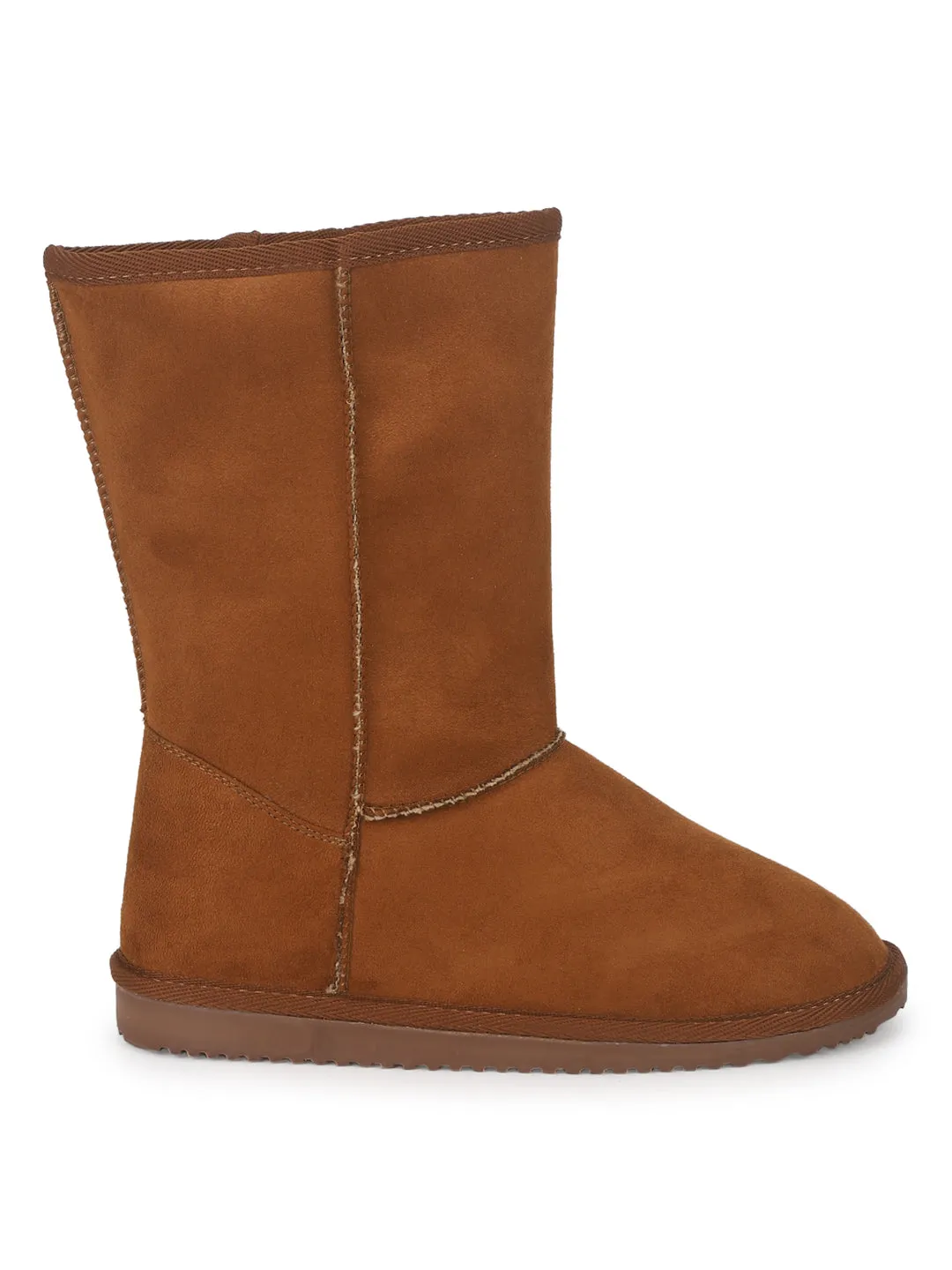 Tan Micro Flat Snow Mid Calf Boots (TC-ST-1150-TANMIC)