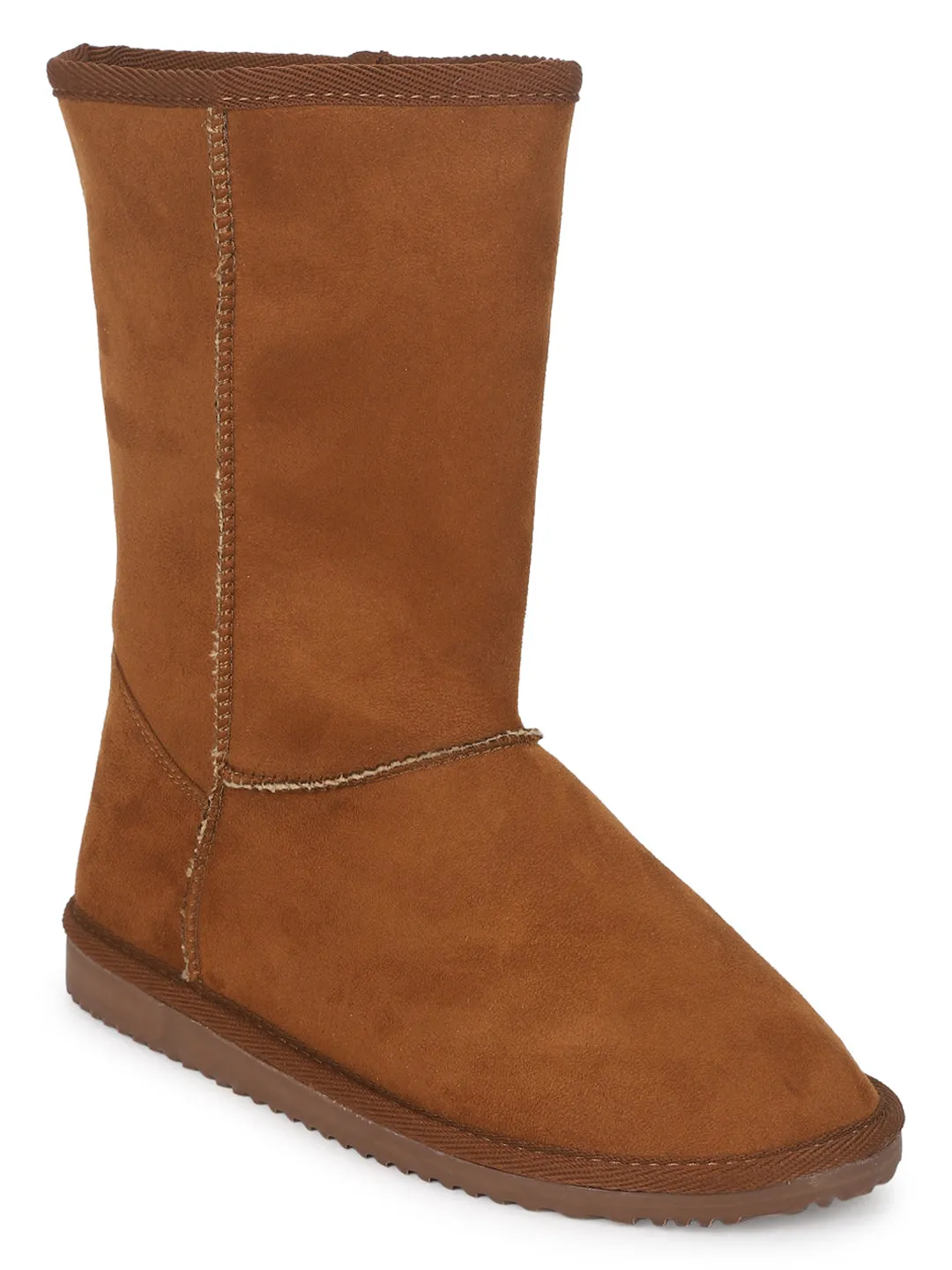 Tan Micro Flat Snow Mid Calf Boots (TC-ST-1150-TANMIC)