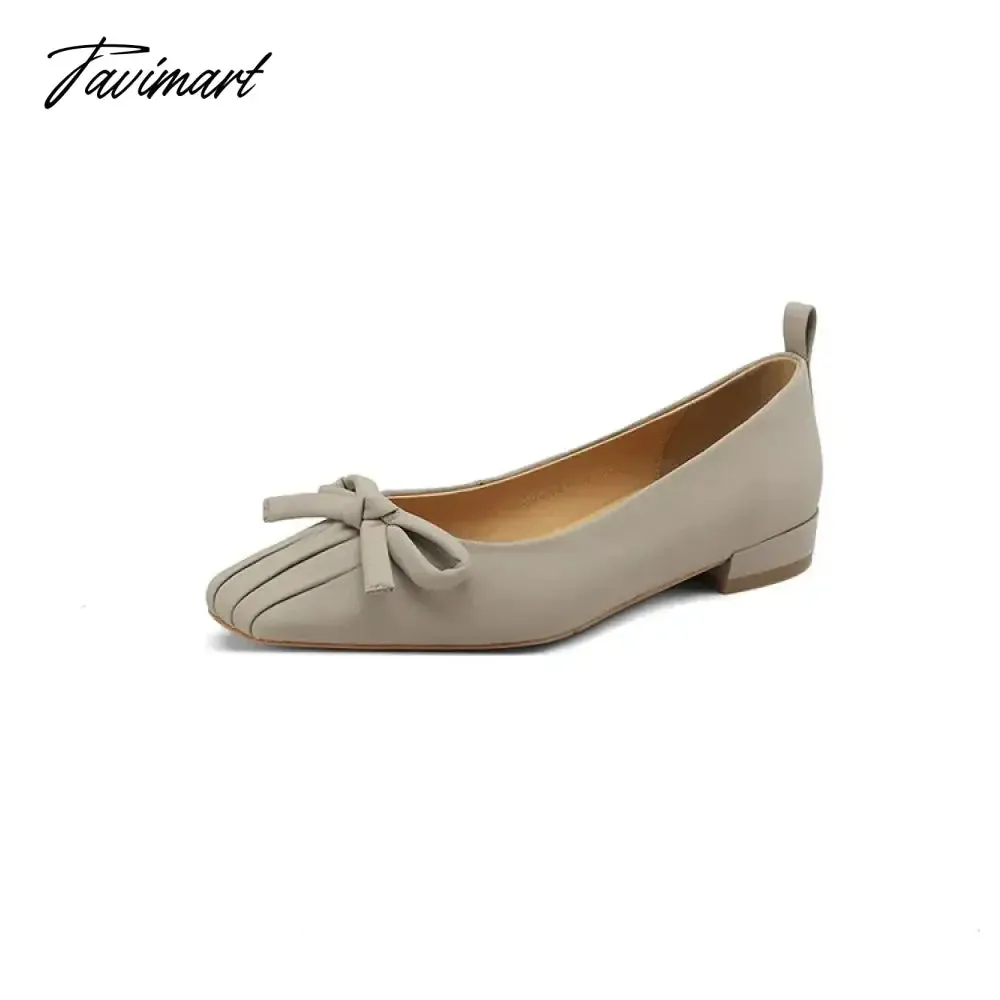 TAVIMART -  Spring Women Pumps Sheepskin High Heels Pointed Toe Chunky Heel Shoes for Women Sweet Butterfly Cute Shoes Handmade Shoes