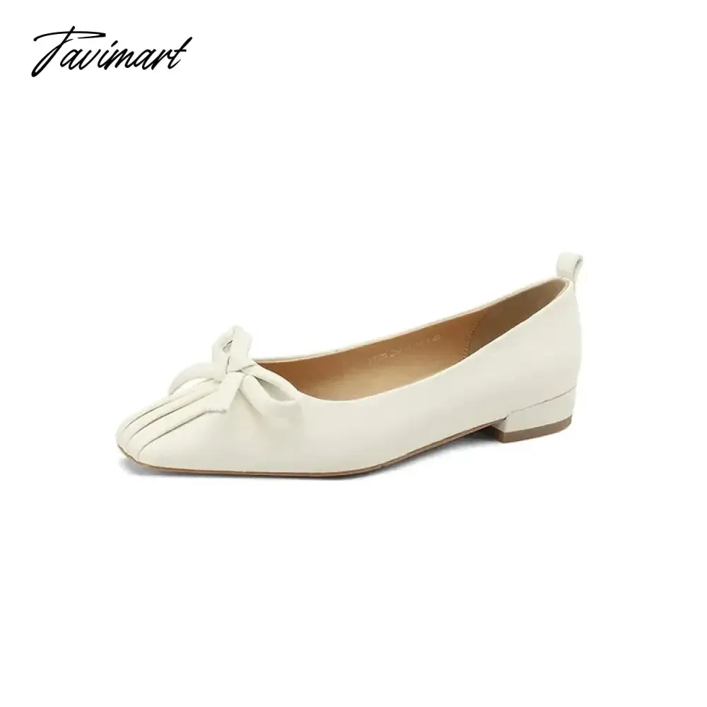 TAVIMART -  Spring Women Pumps Sheepskin High Heels Pointed Toe Chunky Heel Shoes for Women Sweet Butterfly Cute Shoes Handmade Shoes