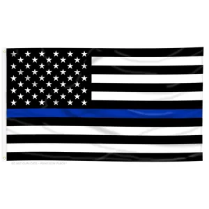 Thin Blue Line American Flag with Grommets