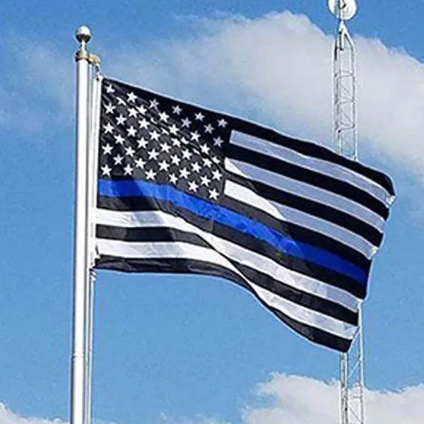 Thin Blue Line American Flag with Grommets