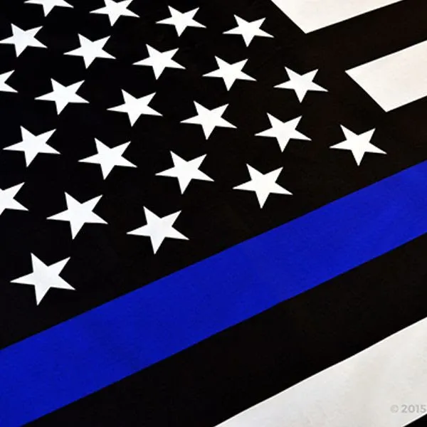 Thin Blue Line American Flag with Grommets