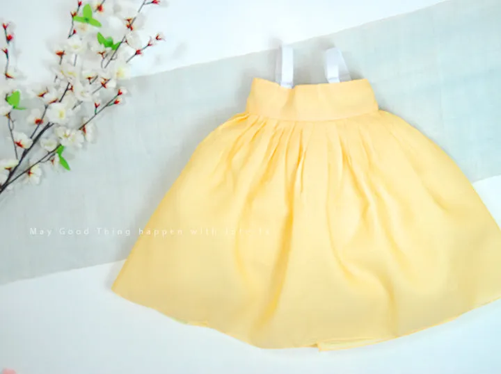 Tiny Wild Flower Baby Girl Hanbok in Lemon