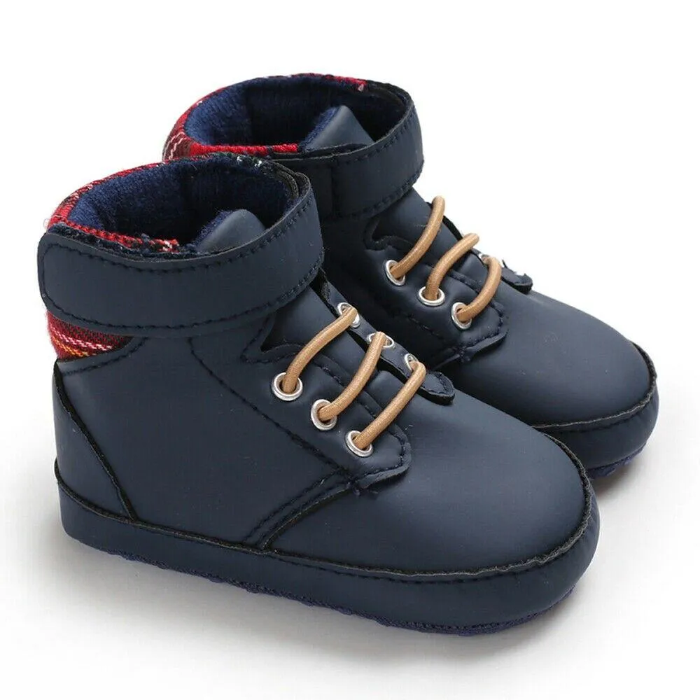 Unisex Baby Lace-up Crib Leather Soft Sole Sneaker Shoes