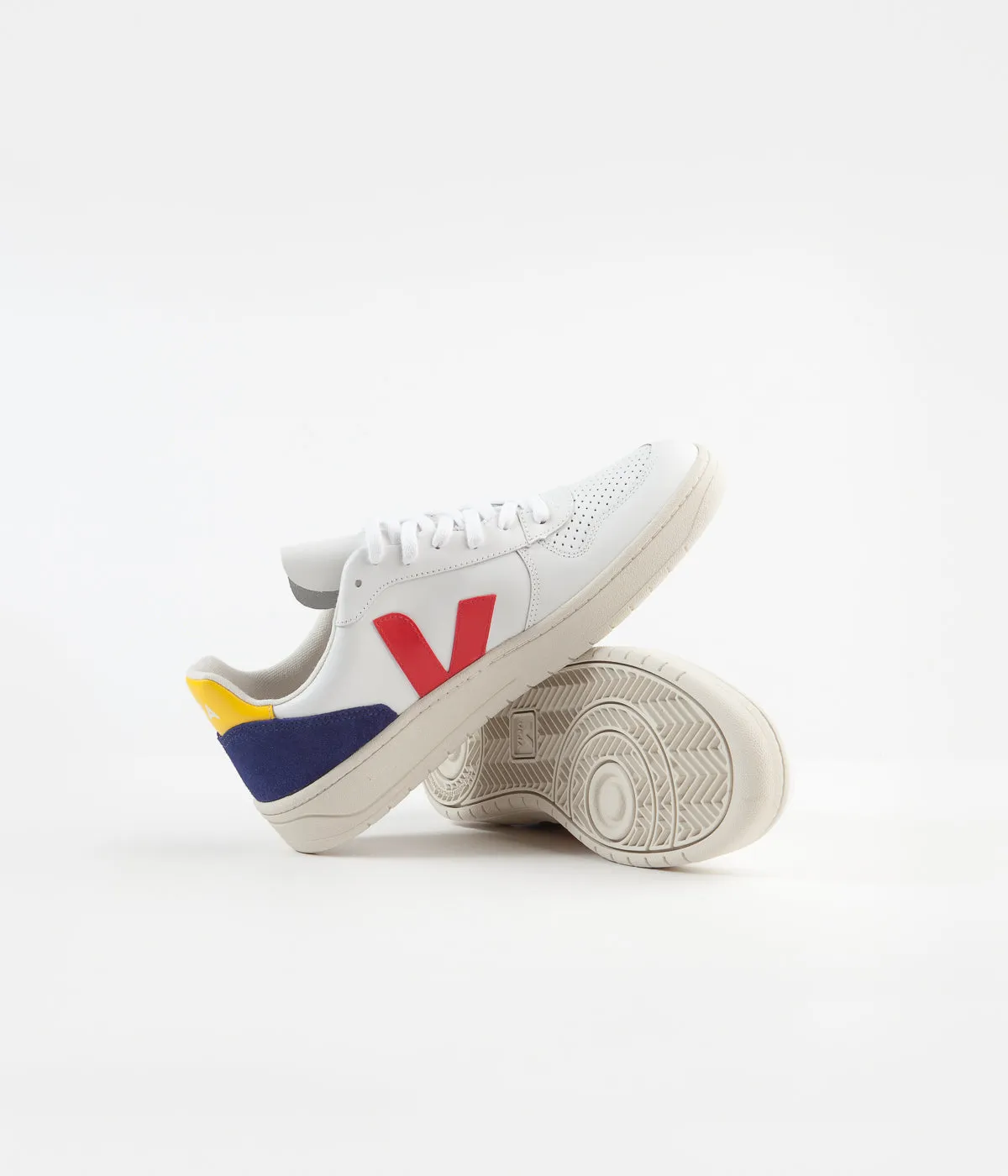 Veja V-10 Leather Shoes - Extra White / Pekin / Cobalt / Tonic