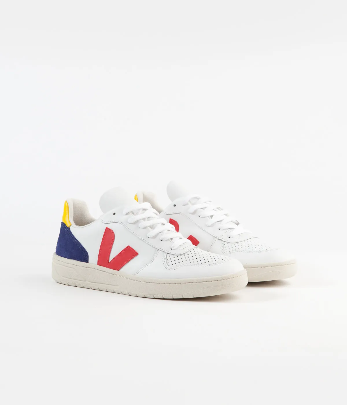 Veja V-10 Leather Shoes - Extra White / Pekin / Cobalt / Tonic