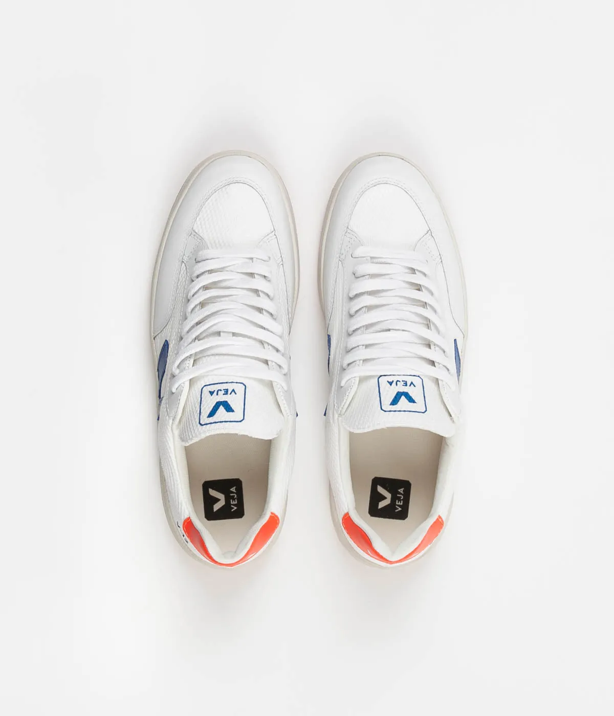 Veja V-12 B-Mesh Shoes - White / Indigo / Orange Fluoro