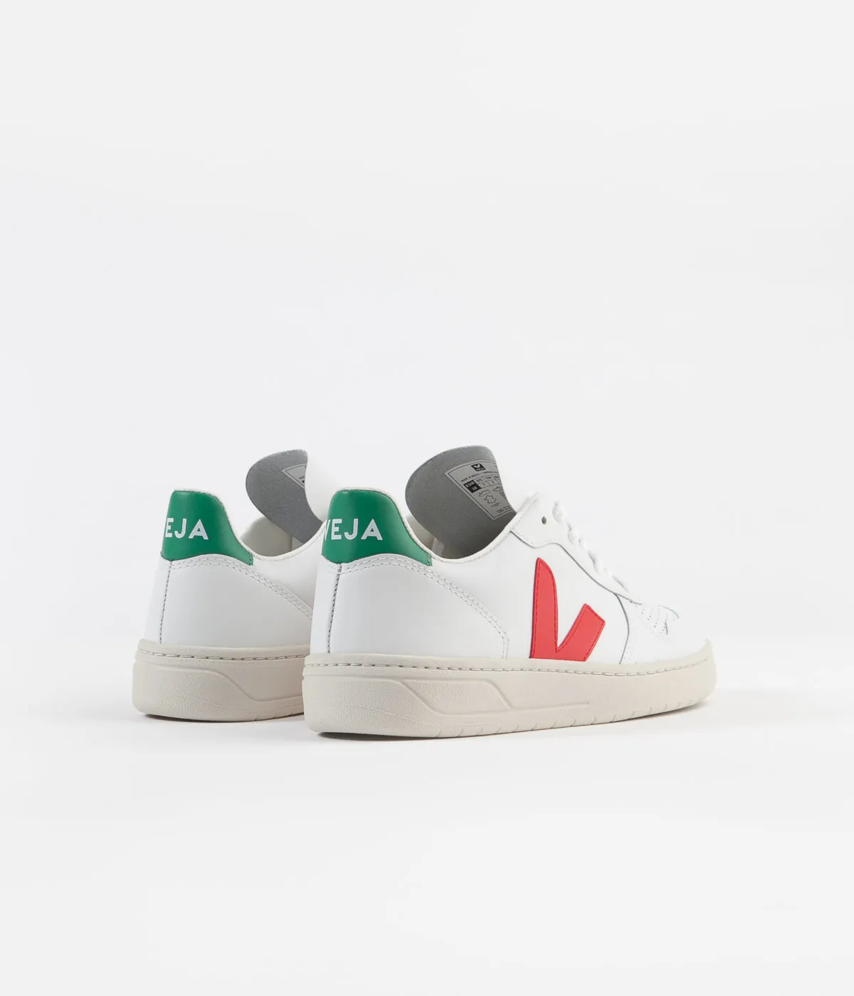 Veja Womens V-10 Leather Shoes - Extra White / Pekin / Emeraude