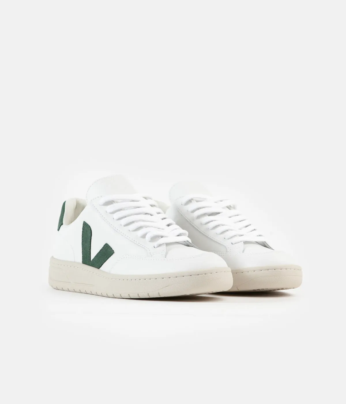 Veja Womens V-12 Leather Shoes - Extra White / Cyprus