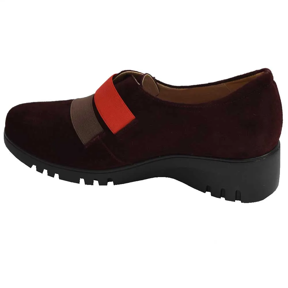 Wedge Slip On Suede Burgandy