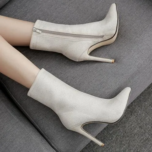 Women sexy pointed toe zipper stiletto high heel boots