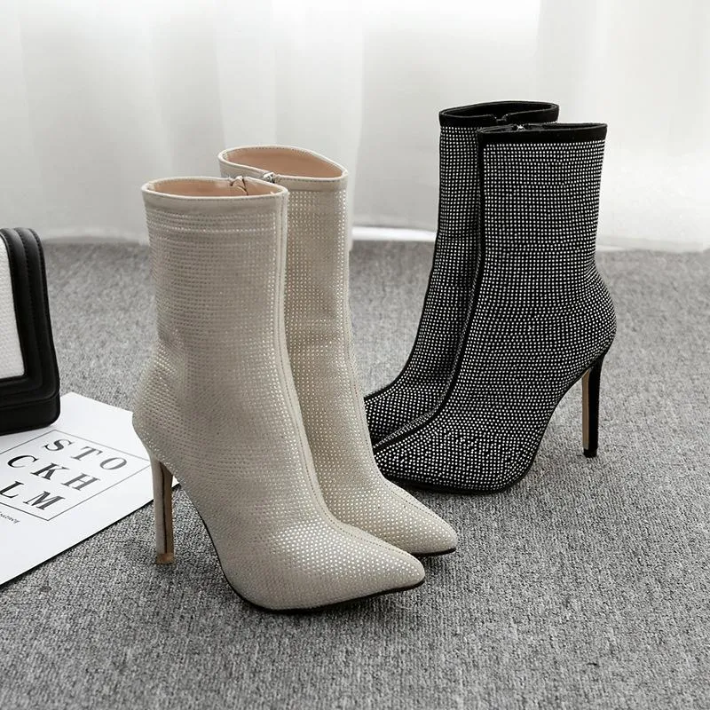 Women sexy pointed toe zipper stiletto high heel boots