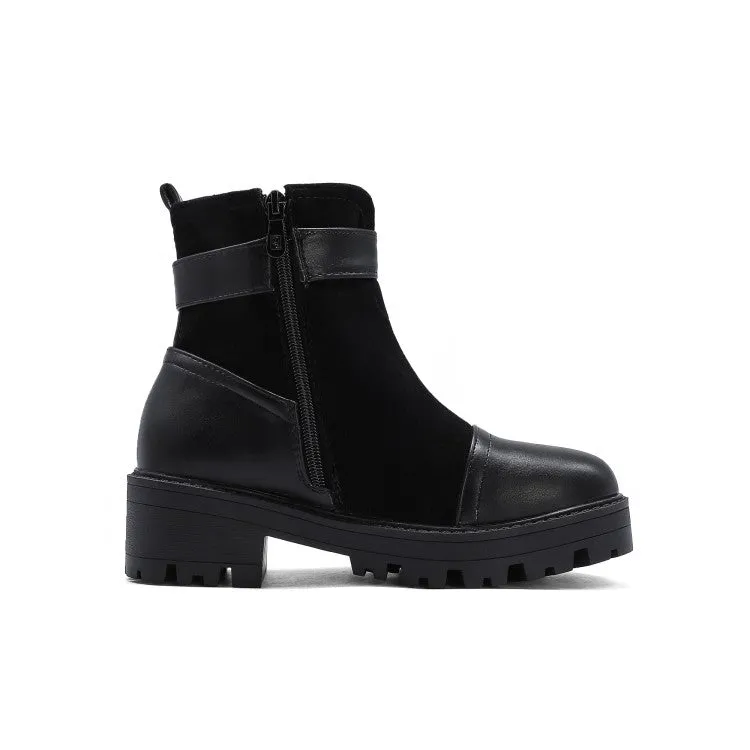 Women's Ankle Boots Autumn and Winter Leisure Rough-heeled Medium-heeled and Large-sized Short Boots Shoes