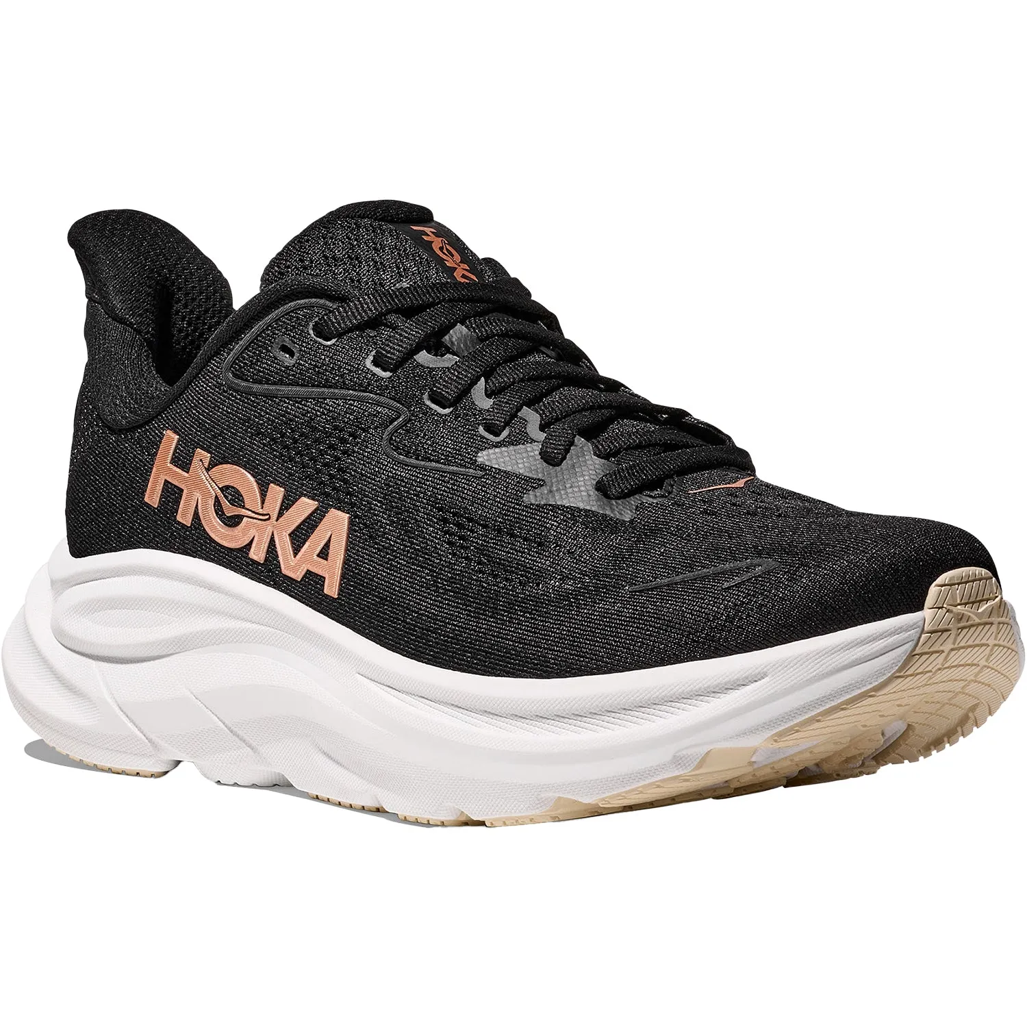 Women's Hoka Clifton 10 Black/Rose Gold Mesh