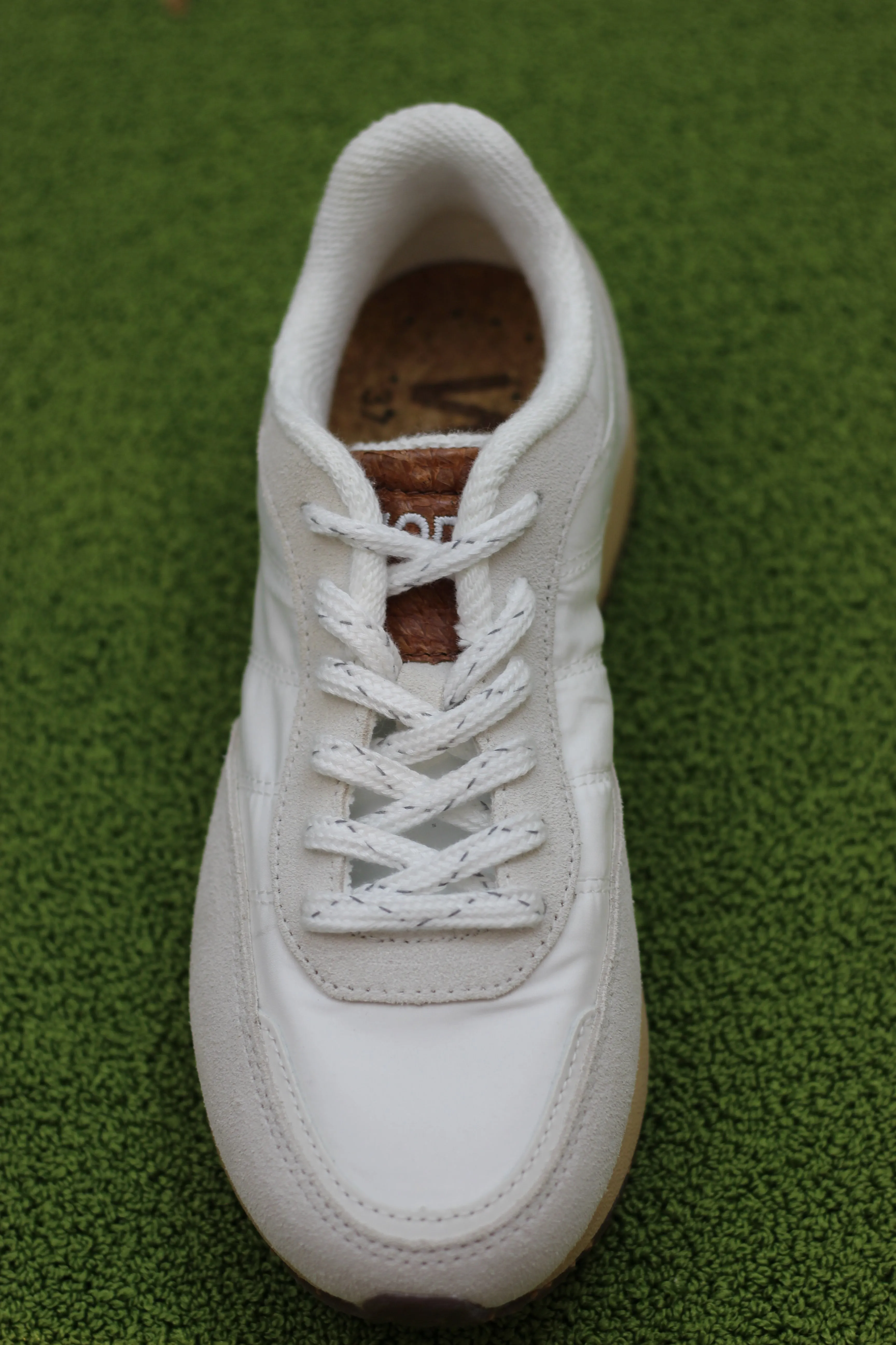 Womens Nellie Sneaker  - White/White Nylon/Suede