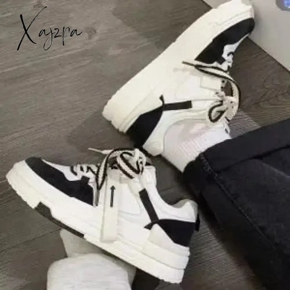 Xajzpa - Haze Blue High-top Shoes for Womens Autumn and Winter All-match Hot Style Niche Original Sports Korean Fashion Shoes